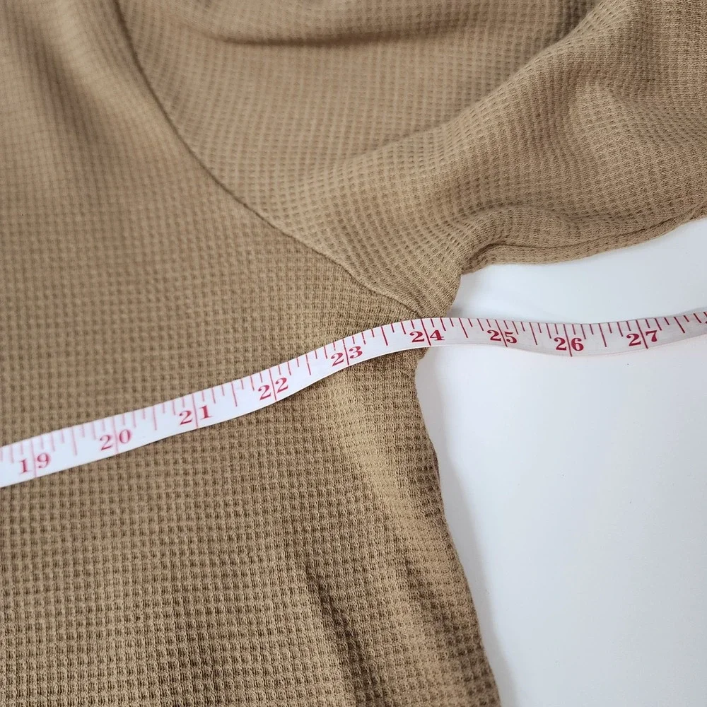 Lacoste Sleepwear Men's L Brown Waffle Knit Thermal Long Sleeve Lounge